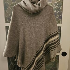 Roots Brown and Cream Striped Poncho